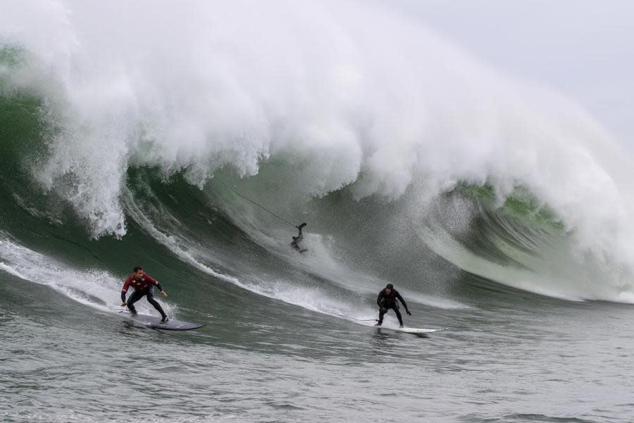 Waves at Mavericks are unforgiving to surfers who lose their balance. (Photo by Frank Quirarte Photography)