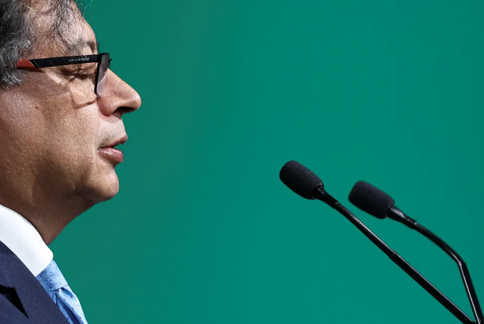 Colombia's President Gustavo Petro delivers a national statement at the World Climate Action Summit during the United Nations Climate Change Conference (COP28) in Dubai, United Arab Emirates, December 1, 2023. REUTERS/Amr Alfiky