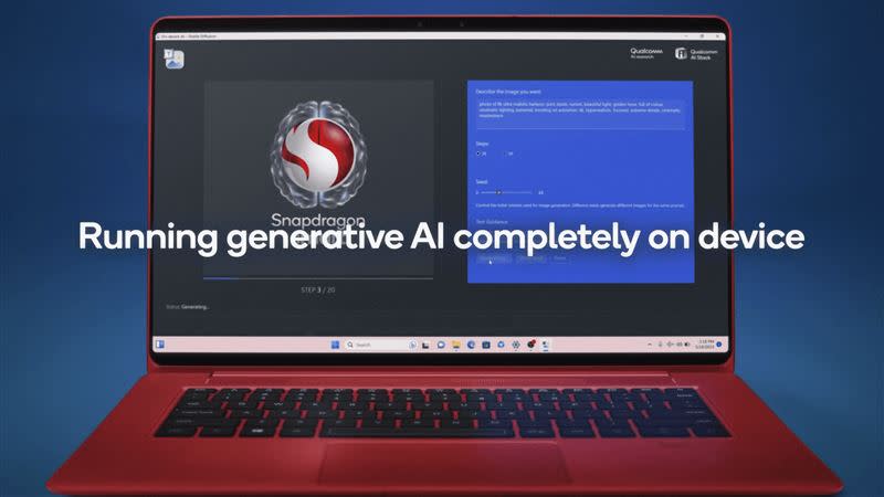 高通展示在Snapdragon運算平台上運行的生成式AI。（圖／高通提供）