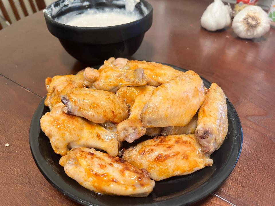 Chicken wings on plate