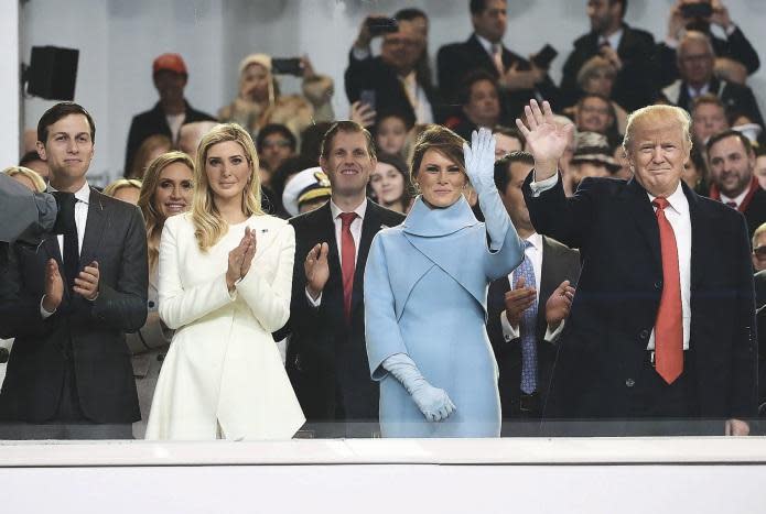 Jared Kushner and Ivanka (left) with Melania and Donald Trump