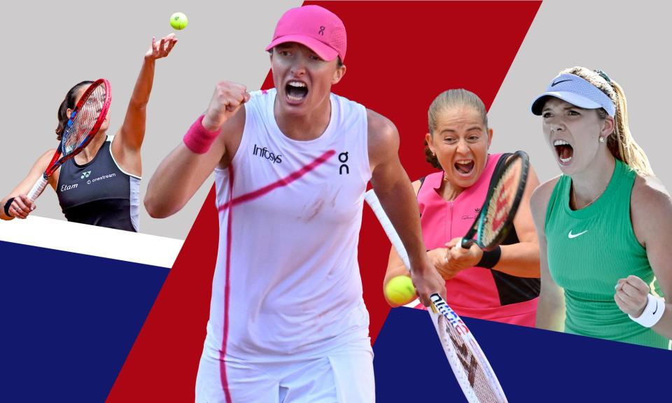 <span>(Left to right): Caroline Garcia, Iga Swiatek, Jelena Ostapenko and Katie Boulter.</span><span>Composite: EPA; Xinhau/Shutterstock; AP</span>