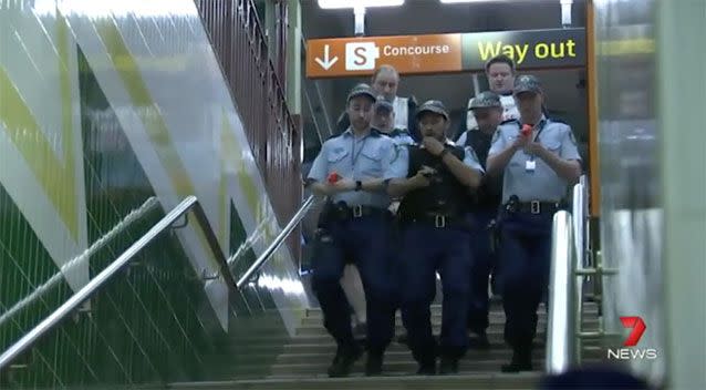 Police respond to the mock situation. Picture: 7 News