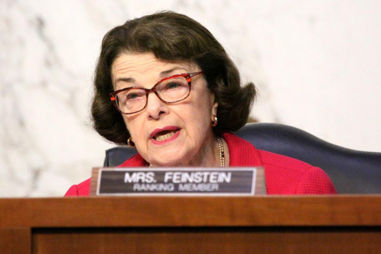 Ranking member U.S. Sen. Dianne Feinstein (D-CA) questions Supreme Court nominee Judge Amy Coney Barrett as she testifies before the Senate Judiciary Committee on the second day of her Supreme Court confirmation hearing on Capitol Hill