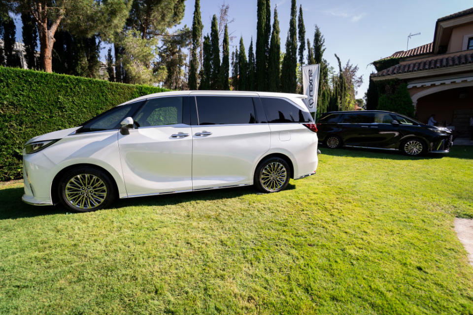 A car parked in the grass