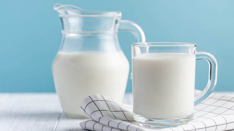 Pitcher and glass of cream