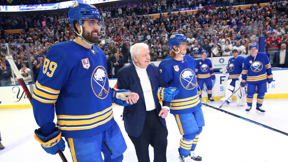 Legendary Sabres play-by-play man Rick Jeanneret passed away in August. (Photo by Bill Wippert/NHLI via Getty Images)