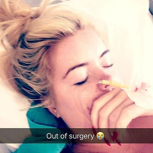 Despite the complications around her surgery, Jane hasn't been warned off more procedures. Photo: Snapchat