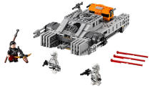 <p>“Help Chirrut battle the Imperial Assault Hovertank as it patrols the streets. This tough urban patrol vehicle has a two-minifigure cockpit and a rotating and elevating turret gun with spring-loaded shooters to target enemies of the Empire. And if the Rebel forces hide out of sight, open the storage container, grab the blasters and play out your own mini urban battles! Includes three minifigures: Chirrut Imwe and two Imperial Hovertank Pilots.”</p>