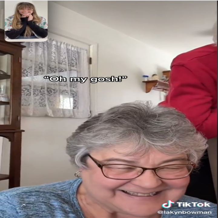 Lakyn's grandma present-day smiles during the video call saying, 