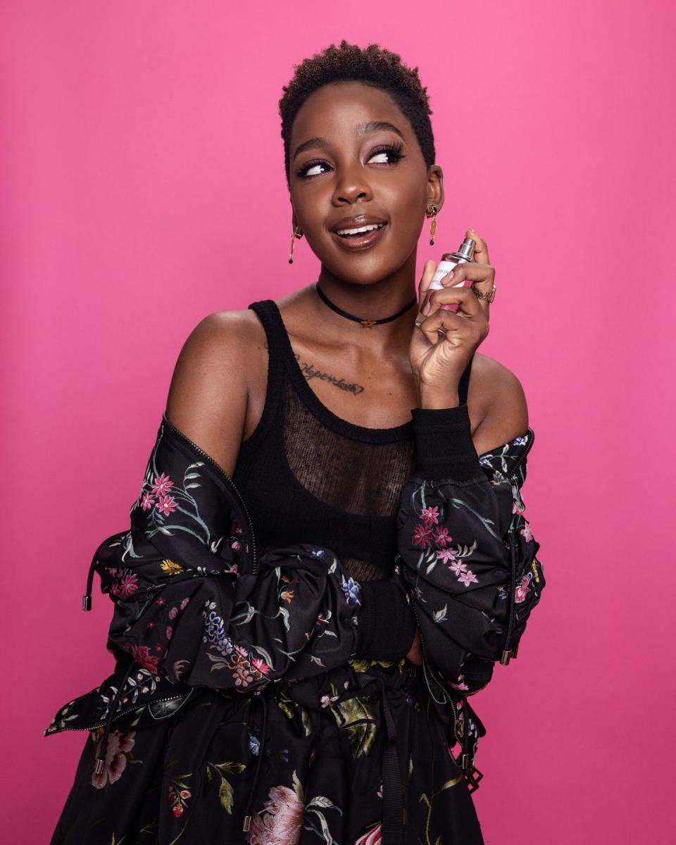 thuso mbedu wearing gris dior