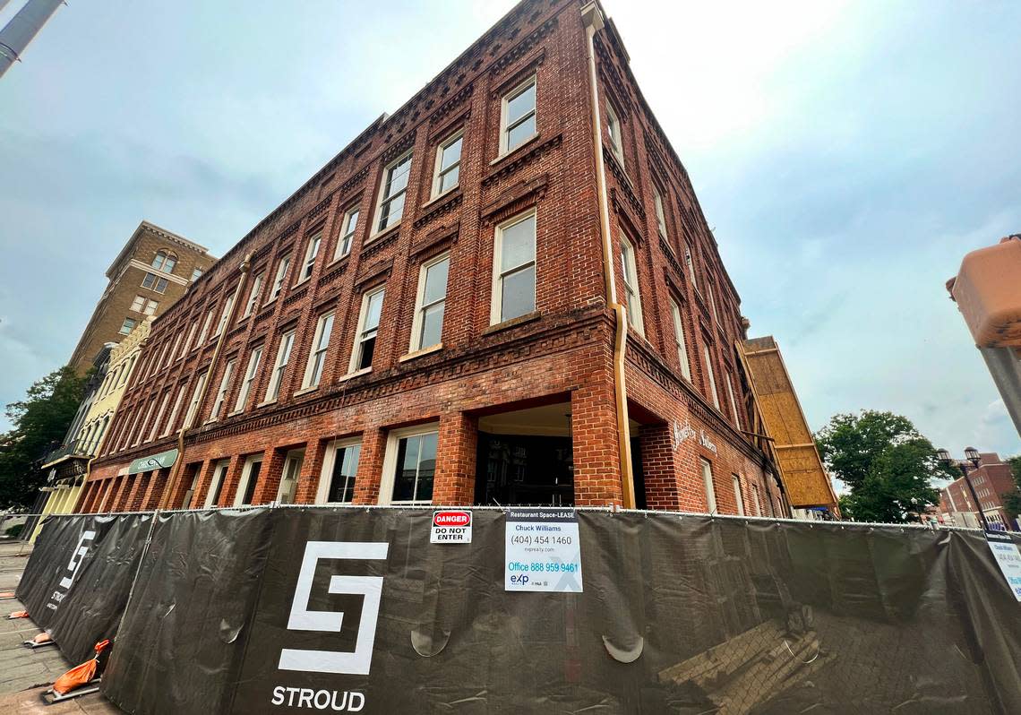 The historic Washington Block building at the corner of Mulberry and Second Streets in downtown Macon is under restoration by the new owner and developer.