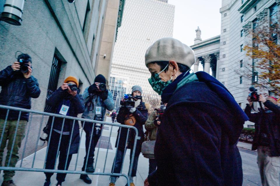 Isabel Maxwell, the sister of Ghislaine Maxwell, arrives at the Thurgood Marshall United States Courthouse  in New York City on 29 November 2021 (Getty Images)