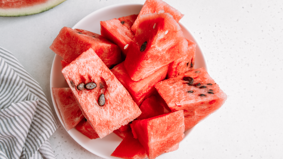 watermelon on a white plate