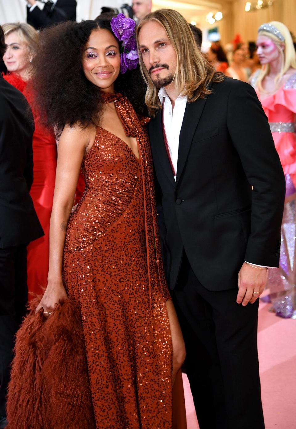 Zoe Saldana and Marco Perego attend The 2019 Met Gala Celebrating Camp: Notes on Fashion at Metropolitan Museum of Art on May 06, 2019 in New York City