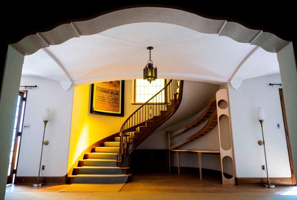 The entryway of Edwin Gregory’s former mansion on North Mason Avenue in Tacoma, Wash. on May 3, 2023.