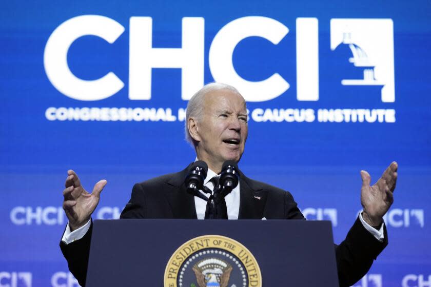 President Joe Biden speaks at the Congressional Hispanic Caucus Institute's 46th annual awards gala, Thursday, Sept. 21, 2023, in Washington. (AP Photo/Susan Walsh)