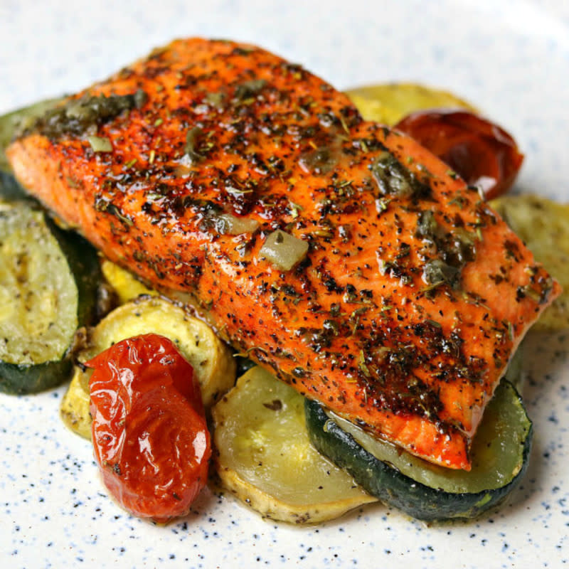 <p>Dr. Davinah's Eats</p><p>If you’re wondering how to make salmon in a <a href="https://www.yahoo.com/lifestyle/17-ninja-foodi-accessories-according-214109214.html" data-ylk="slk:Ninja Foodi air fryer;elm:context_link;itc:0;sec:content-canvas;outcm:mb_qualified_link;_E:mb_qualified_link;ct:story;" class="link  yahoo-link">Ninja Foodi air fryer</a>, then look no further. This easy recipe for air fryer salmon takes less than 10 minutes to complete.</p><p><strong>Get the recipe: <a href="https://drdavinahseats.com/recipes/air-fryer-salmon-filet" rel="nofollow noopener" target="_blank" data-ylk="slk:Air Fryer Salmon;elm:context_link;itc:0;sec:content-canvas" class="link ">Air Fryer Salmon</a></strong></p>