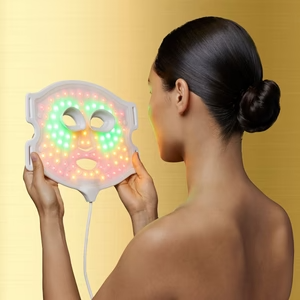 The new Currentbody 4-in-1 LED mask allows you to target various skin concerns in one ten minute treatment. PHOTO: Currentbody