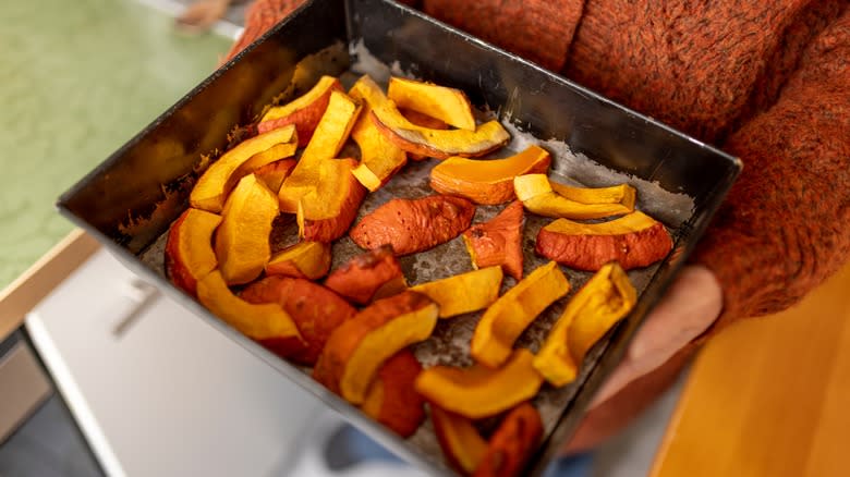 Tray of pumpkin pieces