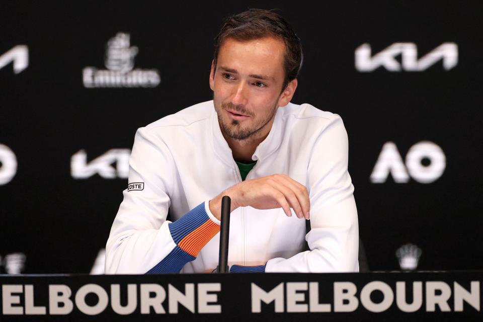 Daniil Medvedev, pictured here in his post-match press conference after the Australian Open final.