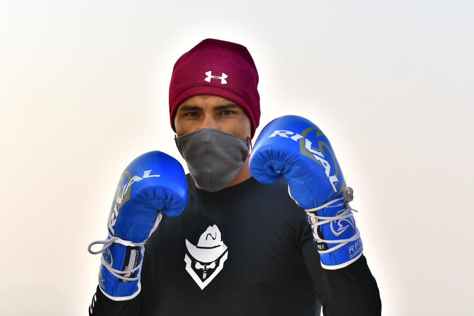 ZUMPANGO, MEXICO - MAY 20: Mexican fighter Emmanuel "Vaquero" Navarrete poses during a training session at home. As many athletes in the country, Emanuel Navarrete, boxer with a professional record of 31-1-0 (27 by KO) is now training in isolation, while the restrictions to halt the spread of COVID-19 virus in Mexico continue. (Photo by Jaime Lopez/Jam Media/Getty Images)