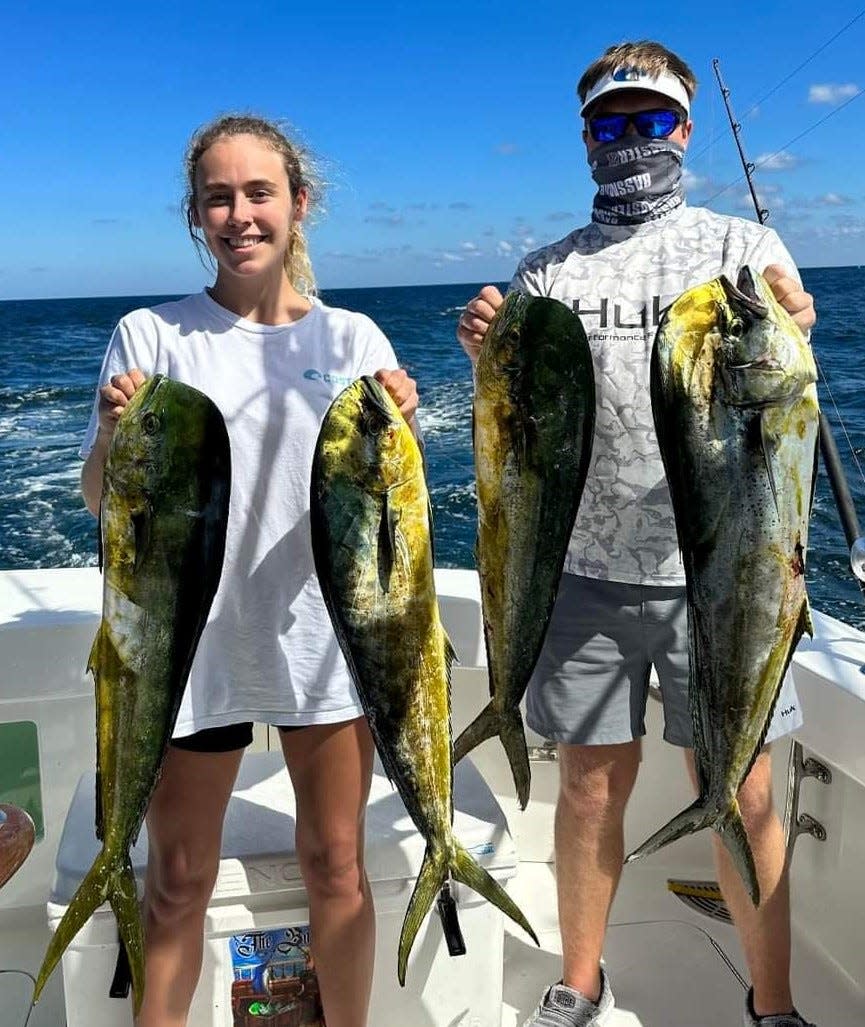 It was a good dolphin bite Oct. 21, 2023 for Zaniel Phillips and friend off Port Canaveral in 120 feet of water on trolled ballyhoo.