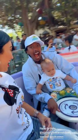 <p>Bre Tiesi/Instagram</p> Bre Tiesi, Nick Cannon and son Legendary at Disneyland