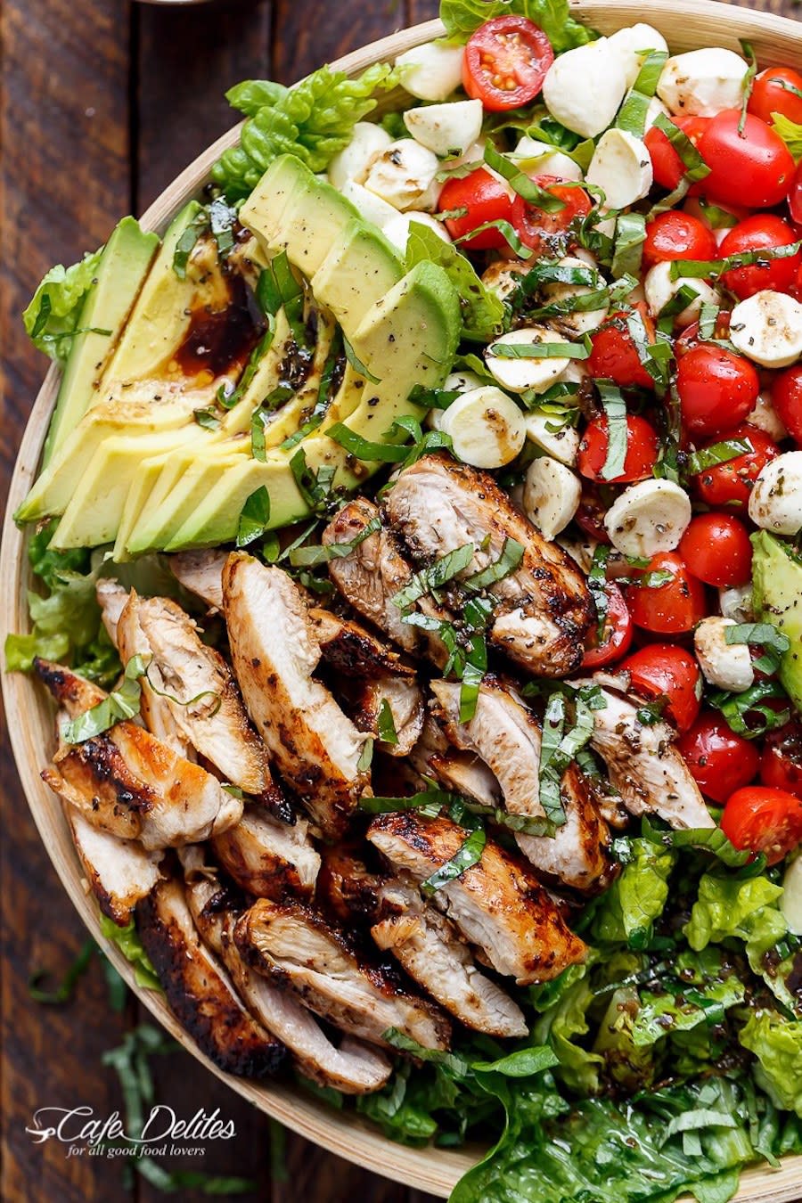 Chicken Avocado Caprese Salad from Cafe Delites