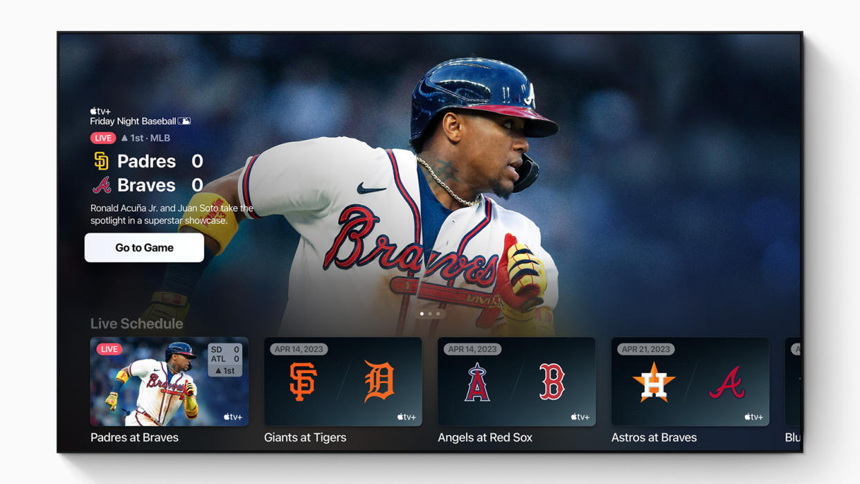  Friday Night Baseball on an Apple TV screen 