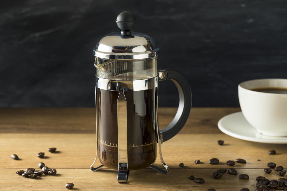 Warm Homemade French Press Coffee in a Cup