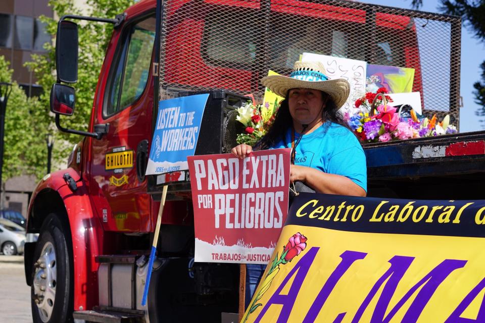 Anabel Garcia poses for a photo while participating in farmworker rights awareness.