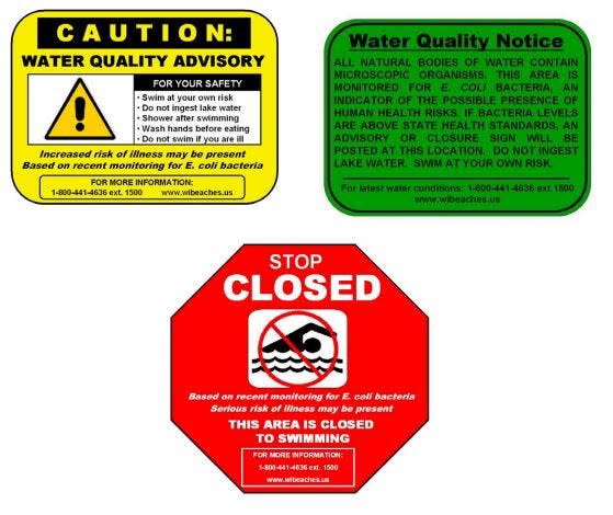 Wisconsin beachgoers can find these signs posted on the beach with information about water conditions.