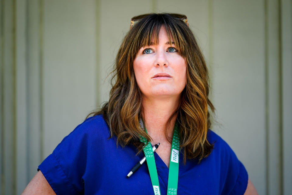 Amanda Kifferly, Vice President for Abortion Access at The Women's Centers poses for a photograph in Cherry Hill, N.J., Wednesday, June 15, 2022. (AP Photo/Matt Rourke)