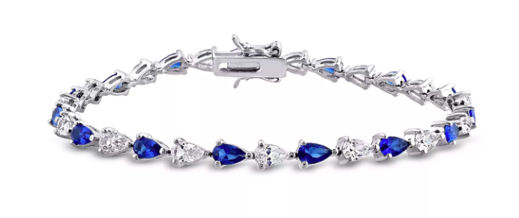 Blue and White Sapphire Link Bracelet