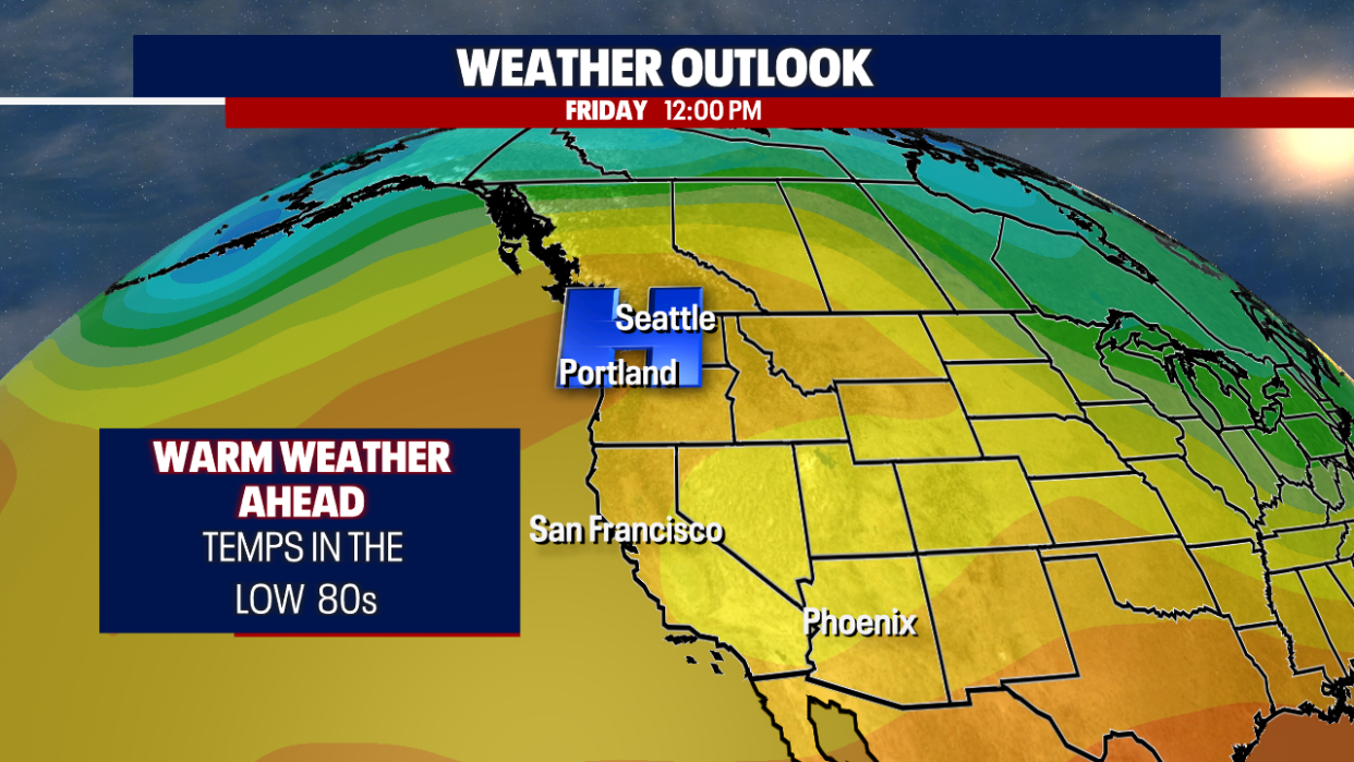 <div>A strong ridge of high pressure will settle in over the Pacific Northwest, bringing sunshine and warm temperatures the rest of the week.</div> <strong>(FOX 13 Seattle)</strong>
