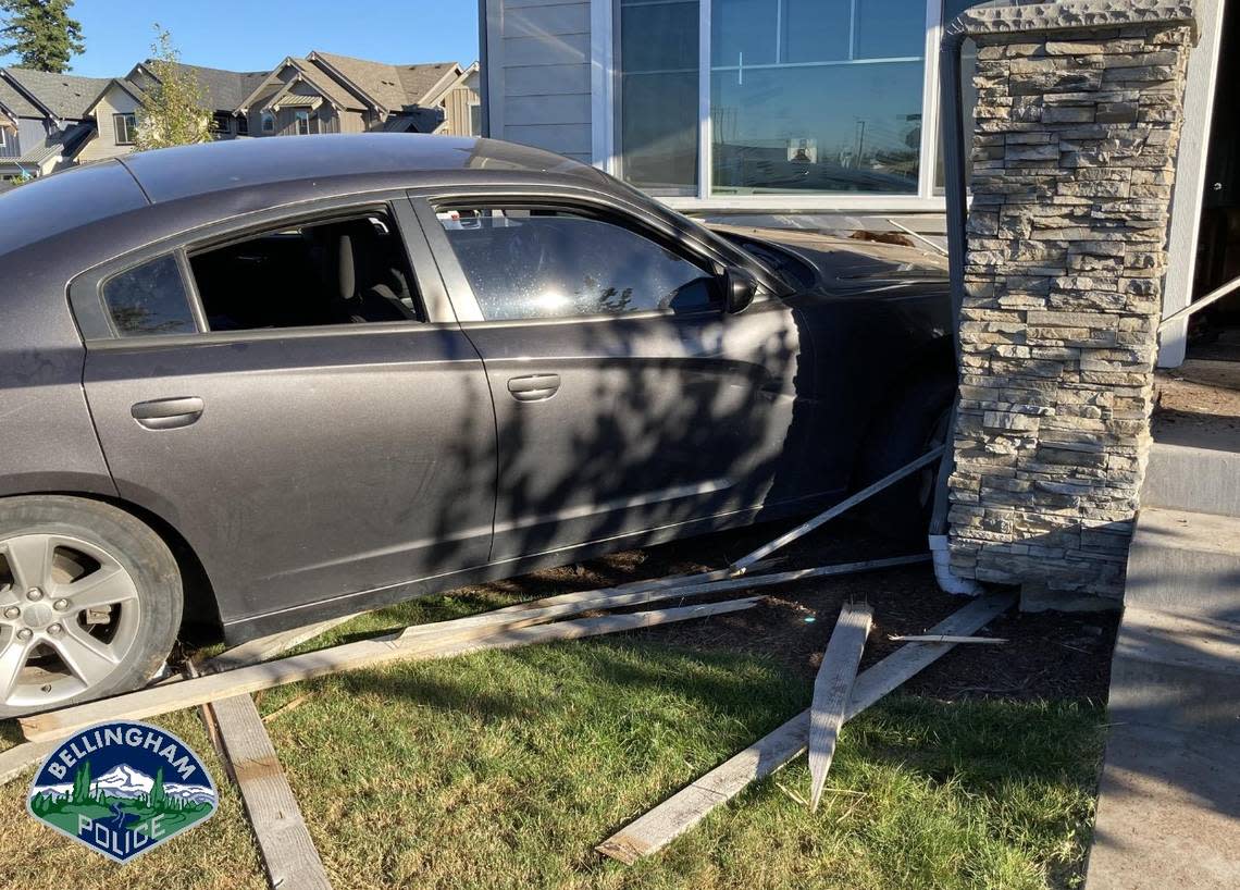 A Bellingham homeowner was injured and two dogs sent flying when a suspected DUI driver crashed his car into a Cordata neighborhood home Tuesday, July 12.