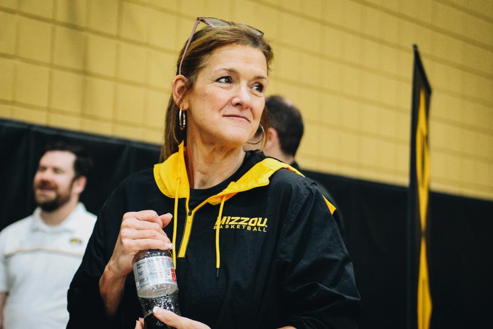 Missouri head women's basketball coach Robin Pingeton smiles on Tuesday, March 22, 2022, at the Albrecht Family Practice Facility in Mizzou Arena.