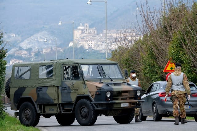 A roadblock outside Contigliano, Italy