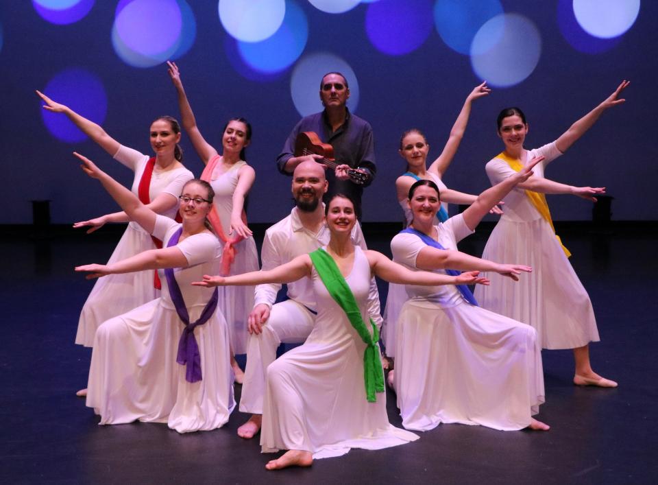 Members of Monroe County Community College's Inside Out Dance from a previous year are shown with musician Kevin R. Daniels. Daniels will return for this year's performances, which are set for April 13-14.