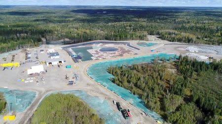 Aerial images from video shows the above-ground view of an all-electric underground mine that Goldcorp is building near Chapleau, Ontario, Canada, in this video released on June 18, 2018. Courtesy Goldcorp Inc via REUTERS