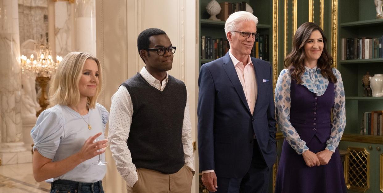 kristen bell, william jackson harper, ted danson, d'arcy carden, the good place, season 4