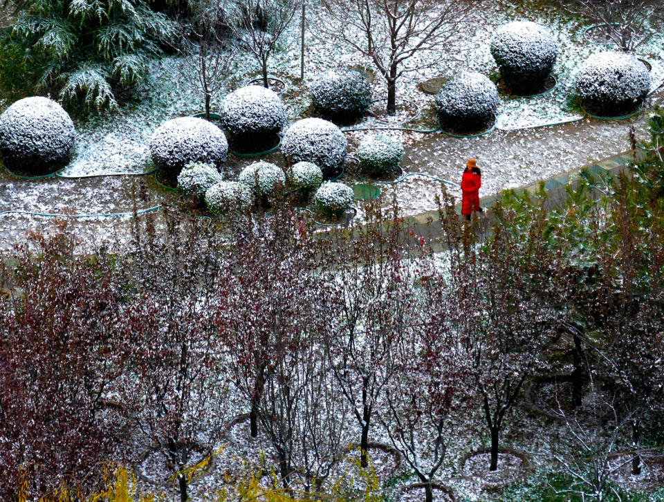 First snow in Beijing, China