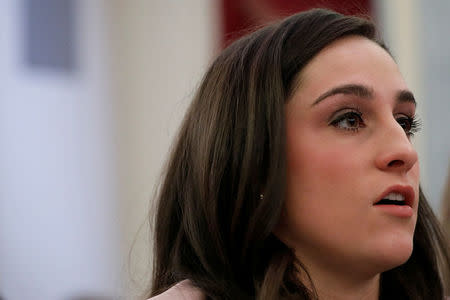 Olympic gymnast Jordyn Wieber testifies at a Senate Commerce subcommittee hearing entitled "Olympic Abuse: The Role of National Governing Bodies in Protecting Our Athletes" on Capitol Hill in Washington, U.S., April 18, 2018. REUTERS/Aaron P. Bernstein