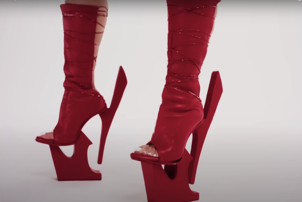 Cardi B wearing Carolin Holzhuber custom boots for "Enough (Miami)" music video.