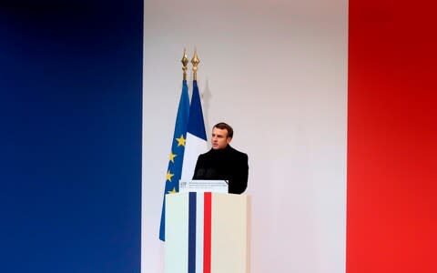 President Emmanuel Macron of France at the Invalides in Paris - Credit: THIBAULT CAMUS&nbsp;/AFP