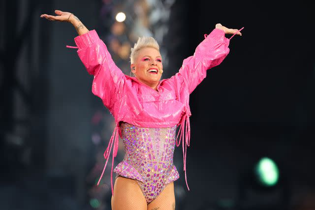 <p>Andreas Rentz/Getty</p> Pink performs in Berlin in June 2023