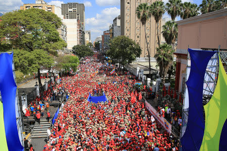 Supporters of Venezuela's President Nicolas Maduro attend a rally in Caracas, Venezuela March 9, 2019. Miraflores Palace/Handout via REUTERS