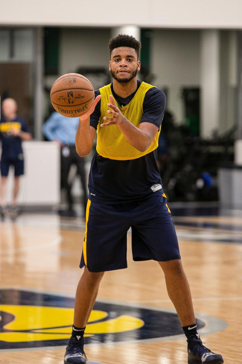 Former Indiana University forward Juwan Morgan, practices during the Pacers draft practice, Wednesday, June 5, 2019, at the St. Vincet Practice Center, Indianapolis. 