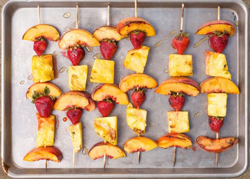 <p>Turn summer's best fruit into a dessert that will definitely impress.</p><p>Get the recipe from <a href="/cooking/recipe-ideas/recipes/a43683/grilled-summer-fruit-kebabs-recipe/" data-ylk="slk:Delish;elm:context_link;itc:0;sec:content-canvas" class="link ">Delish</a>.<br></p>